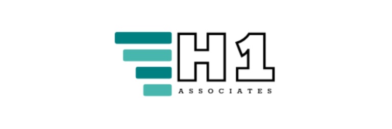 H1 Associates logo with teal horizontal bars to the left of a bold H1 and the word ASSOCIATES beneath.